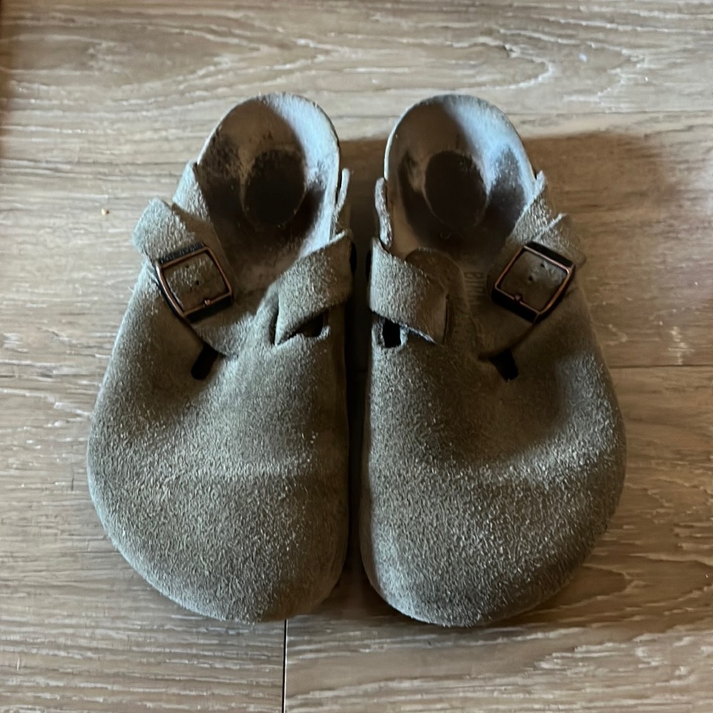 Birkenstock Taupe Suede Clog Size 37